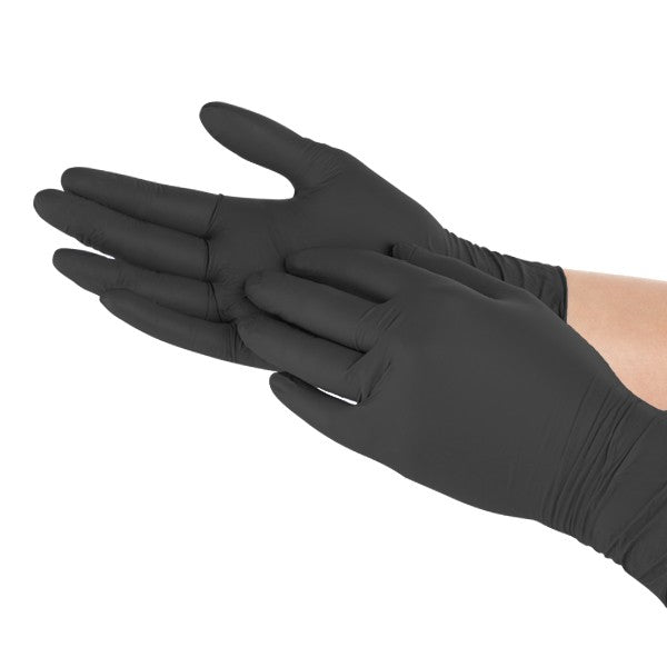Nitril púdermentes fekete kesztyű S - 100 db